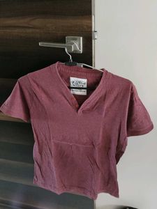 Men's Maroon V-Neck T-Shirt