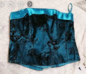 Teal Brocade embroidery Corset