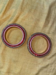 Red &amp; Gold Beaded Bangles