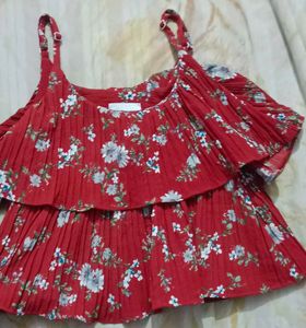 Floral Pleated Ruffle Cami
