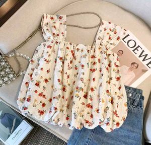 Floral Square neck balloon Top