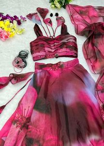 Pure Jimmy Organza Silk Lehenga Huge Flair😊