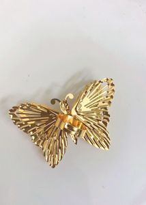 New Vintage Gold Butterfly Ring with Red Gem