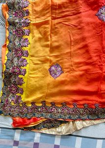 Handwork Heavy Saree For Wedding Reception