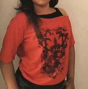 Gothic Skull Print Layered Top