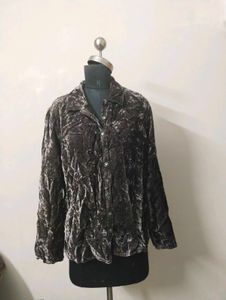 Crushed Velvet Button-Down Shirt