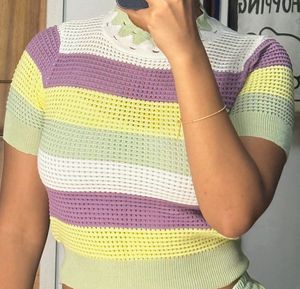 Striped Cropped Knit Top