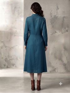 Teal Button-Down Shirt Dress