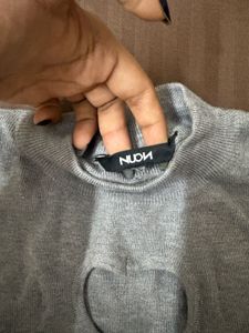 Grey Heart Design Knit Sweater Top