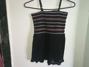 Smocked Black Camisole Top