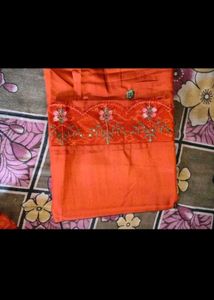 Orange Kurta set  with Embroidery