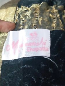 Black Dupatta With Gold Borders