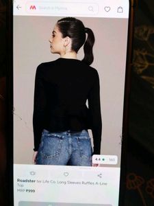 Black Peplum Long Sleeve Top- Brand New