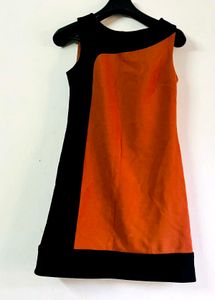 Stylish Black & Orange Sleeveless Dress