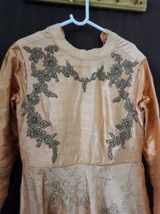 Elegant Peach Embroidered Gown