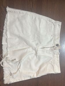 White Denim Mini Skirt
