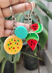 Handmade Funky Food Keychain ( SET OF 2 KECHAINS)
