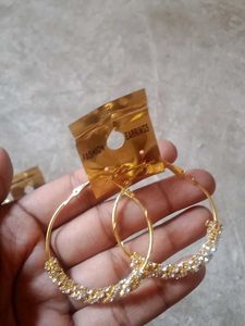 Gold Rhinestone Hoop Earrings
