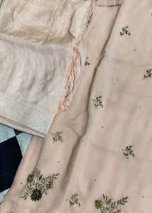 Elegant Peach Kurta Set with Embellishments