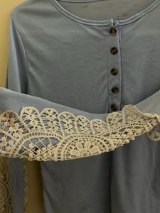 Light Blue Long Sleeve Top with Lace