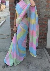 Pastel Tie-Dye Saree