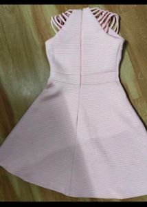 Pink Striped Halter Neck Dress