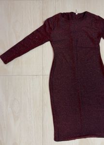Sparkly Maroon Long Sleeve Dress