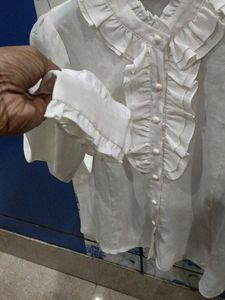Ruffled White shirt korean