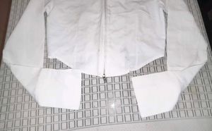 White Cropped Zip-Up Shirt