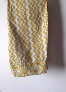 Gold Yellow Cotton Kurti with Bottom