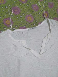 White Textured Long Sleeve Top