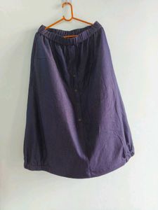 Denim Button-Front Midi Skirt