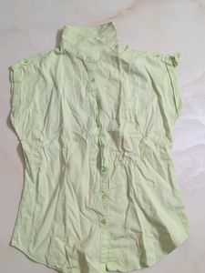 Lime Green Collared Button-Up Shirt