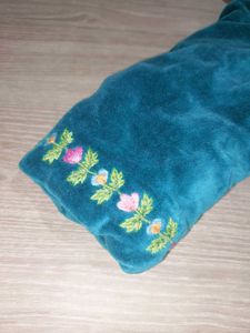 Turquoise Velvet Quilted Jacket