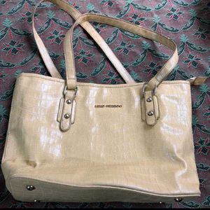 Lino Perros Crimpson Yellow Croc Textured Tote Bag