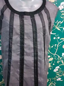 Chic Grey Striped Tunic Top