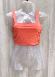 I. Trendy Orange Ruched Crop Top