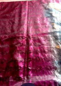 Ombre Velvet Saree with Embroidery