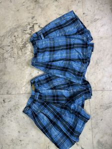 Girl’s  Blue Plaid Skorts, Divider Skirts For Twin