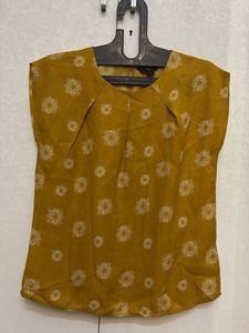 Mustard Yellow Printed Top