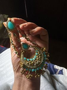 Stunning Turquoise &amp; Gold Statement Earrings