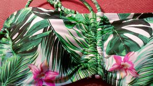 Tropical Print Bandeau Bikini Top