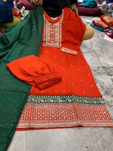 New Rust Orange Kurta Set