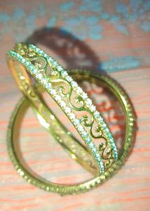 Exquisite Gold-Tone Bangles with Stones
