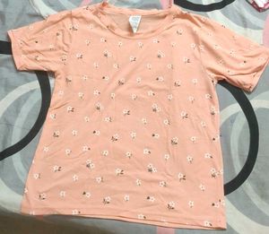 Cute Peach Floral T-Shirt
