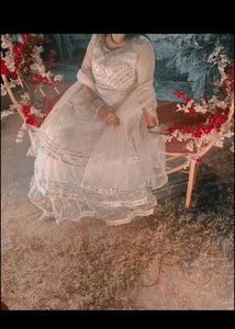 Elegant White Embroidered Anarkali Gown