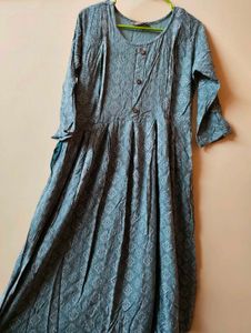 Elegant Grey Printed Kurta