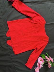 Chic Red Open Front Jacket