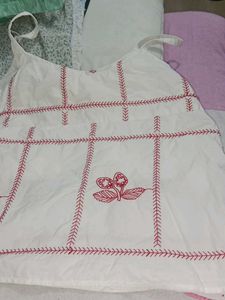 White Embroidered Blouse Top and half pant set