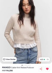 Mango Cable Knit Ribbed Pullover